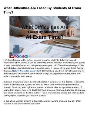 What Difficulties are faced by students at exam time (1)