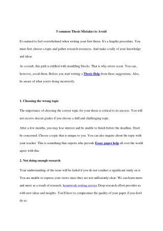 5 common Thesis Mistakes to Avoid