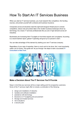 How To Start An IT Services Business
