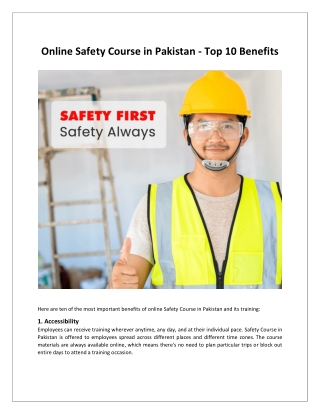 Online Safety Course in Pakistan - Top 10 Benefits