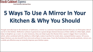 5 Ways To Use A Mirror In Your Kitchen & Why You Should