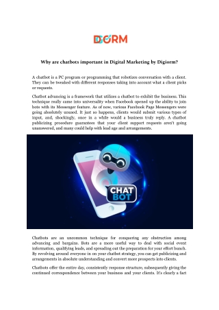 Why are chatbots important in Digital Marketing by Digiorm