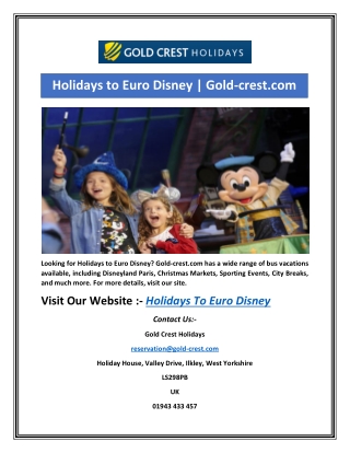 Holidays to Euro Disney | Gold-crest.com