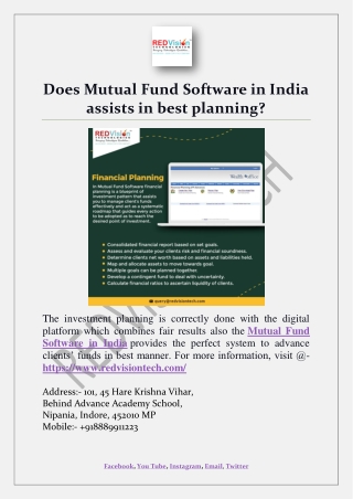 Does Mutual Fund Software in India assists in best planning