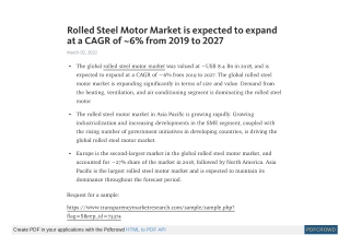 Rolled Steel Motor Market to Reach a Value of ~US$ 14.3 Bn by 2027