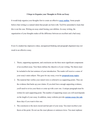 5 Steps to Organise your Thoughts to Write an Essay