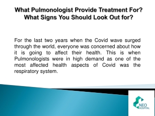 What Pulmonologist Provide Treatment For? What Signs You Should Look Out for?