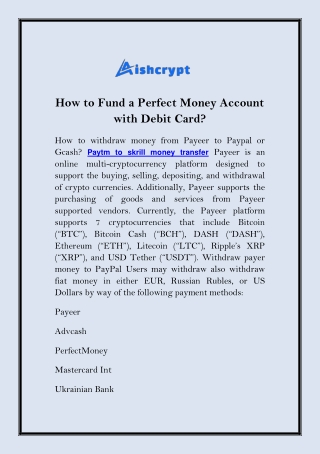 How to Fund a Perfect Money Account with Debit Card