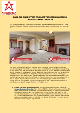 Make the right effort to select the best services for Carpet Cleaning Chandler