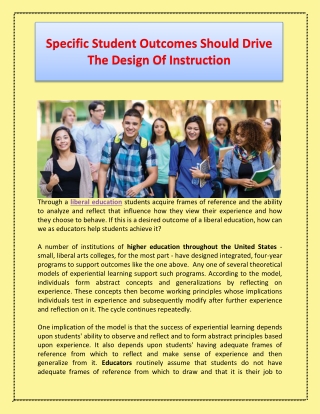 Specific Student Outcomes Should Drive The Design Of Instruction