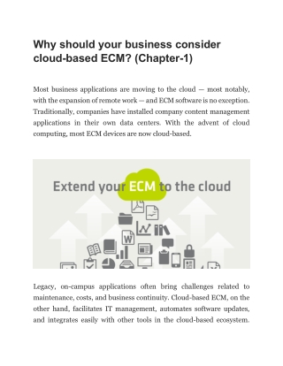 Why should your business consider cloud-based ECM (Chapter-1)