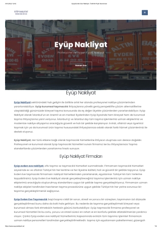Eyüp Evden Eve Nakliyat - İndirimli Fiyat Güvencesi