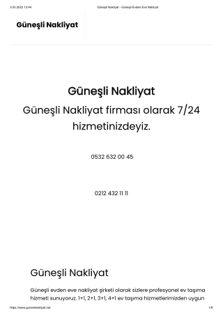 Güneşli Nakliyat - Güneşli Evden Eve Nakliyat