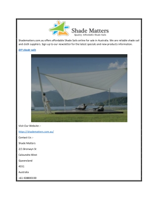 DIY Shade Sails for Sale Shadematters.com.au