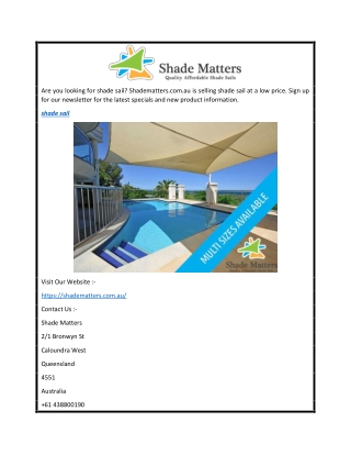 Search For The Best Shade Sail At A Low Price  Shade Matter