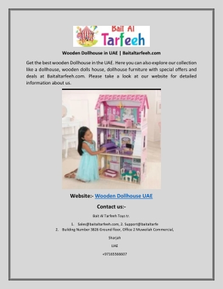 Wooden Dollhouse in UAE Baitaltarfeeh