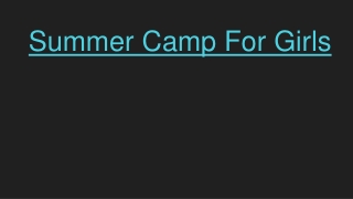 Summer Camp For Girls