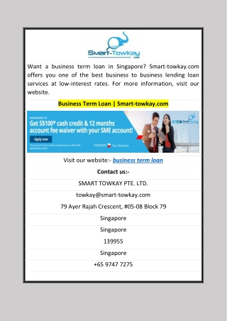 Business Term Loan  Smart-towkay.com