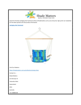 Searching For The Best Swinging Chair Hammock  Shade Matter