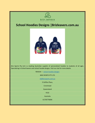 School Hoodies Designs |Brizleavers.com.au