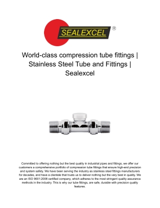World class compression tube fittings | Stainless Steel Tube and Fittings | Seal