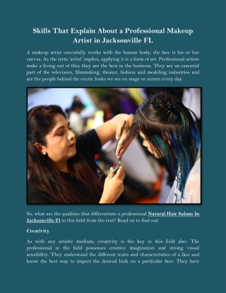 Skills That Explain About a Professional Makeup Artist in Jacksonville FL