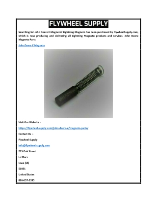 John Deere E Magneto  Flywheel-supply.com
