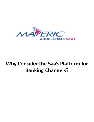 Why Consider the SaaS Platform for Banking Channels