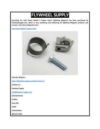 John Deere Model E Engine Parts  Flywheel-supply.com