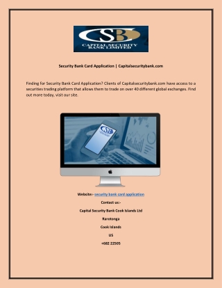 Security Bank Card Application  Capitalsecuritybank