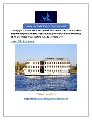 Luxury Nile River Cruise  Nilecruisers.com