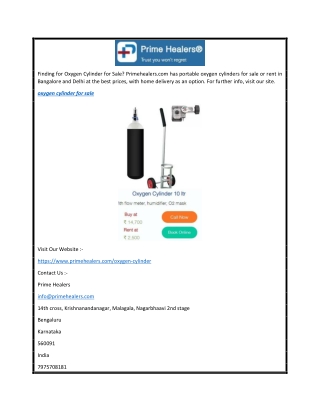 Oxygen Cylinder for Sale  Primehealers.com