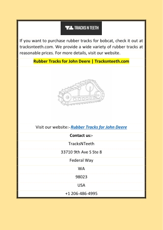 Rubber Tracks for John Deere  Tracksnteeth.com