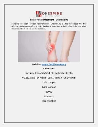 plantar fasciitis treatment Onespine.my