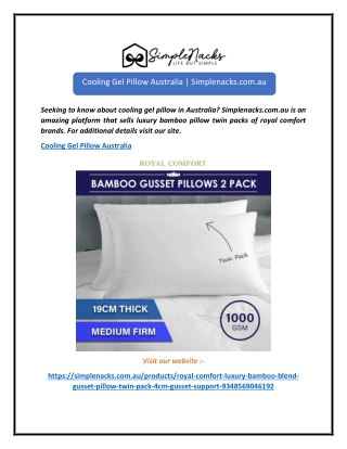 Cooling Gel Pillow Australia  Simplenacks.com.au