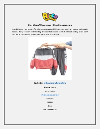 Kids Wears Wholesalers Riocokidswear