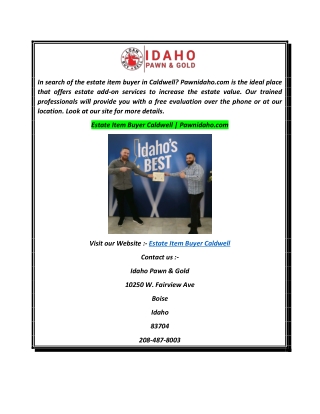 Estate Item Buyer Caldwell  Pawnidaho.com
