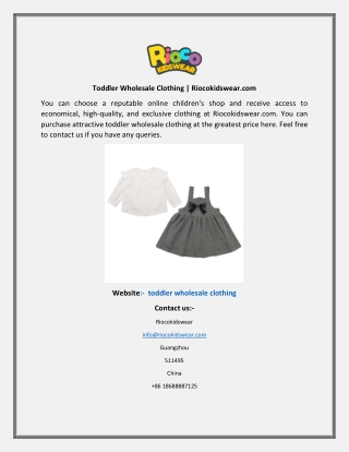 Toddler Wholesale Clothing Riocokidswear
