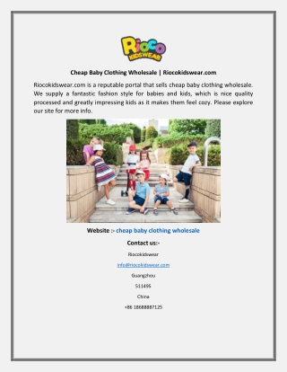 Cheap Baby Clothing Wholesale Riocokidswear