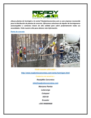 Planta de Concreto  Readymixconcretos.com