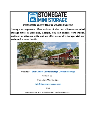 Best Climate Control Storage Cleveland Georgia  Stonegatestorage