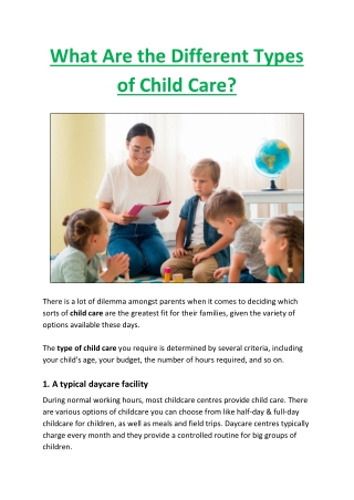 What Are the Different Types of Child Care?