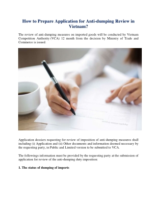 How to Prepare Application for Anti-dumping Review in Vietnam