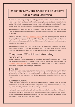 Important Key Steps in Creating an Effective Social Media Marketing