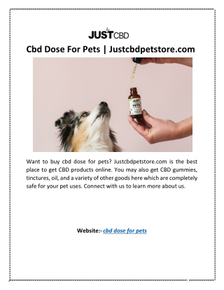 Cbd Dose For Pets | Justcbdpetstore.com