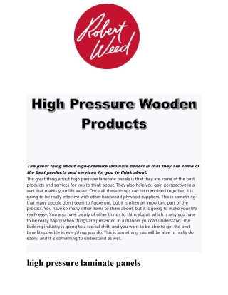 High Pressure Wooden Products
