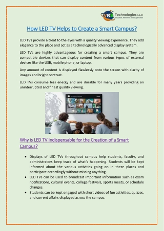 How LED TV Helps to Create a Smart Campus?