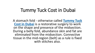 Tummy Tuck Cost in Dubai