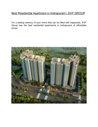 Best Residential Apartment in Indirapuram  | SVP GROUP