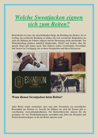 Welche Sweatjacken eignen sich zum Reiten